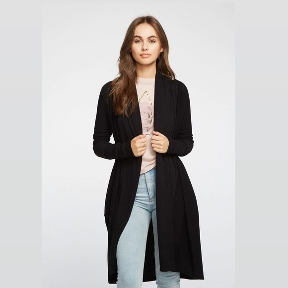 CHASER Black LA Love Knit Open Cardigan - Picture 14 of 14